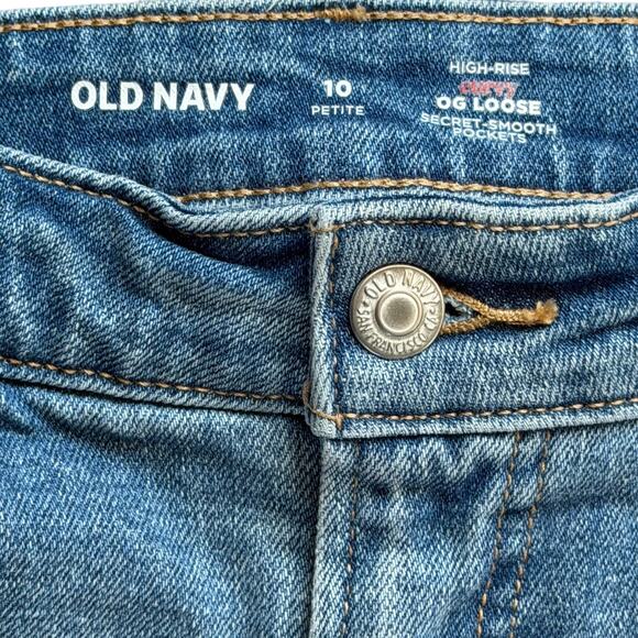 Old Navy Womens Curvy High-Waisted OG Loose Jeans Medium Wash Denim Sz 10 Petite - Picture 3 of 8